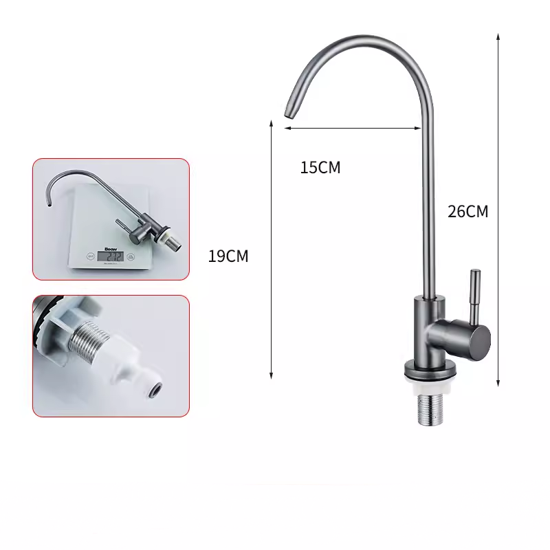 Gun Ash Stainless Steel Sanitary Ware Single Handle Kitchen Faucet Hole Sink Long Neck Taps Kitchen Faucet