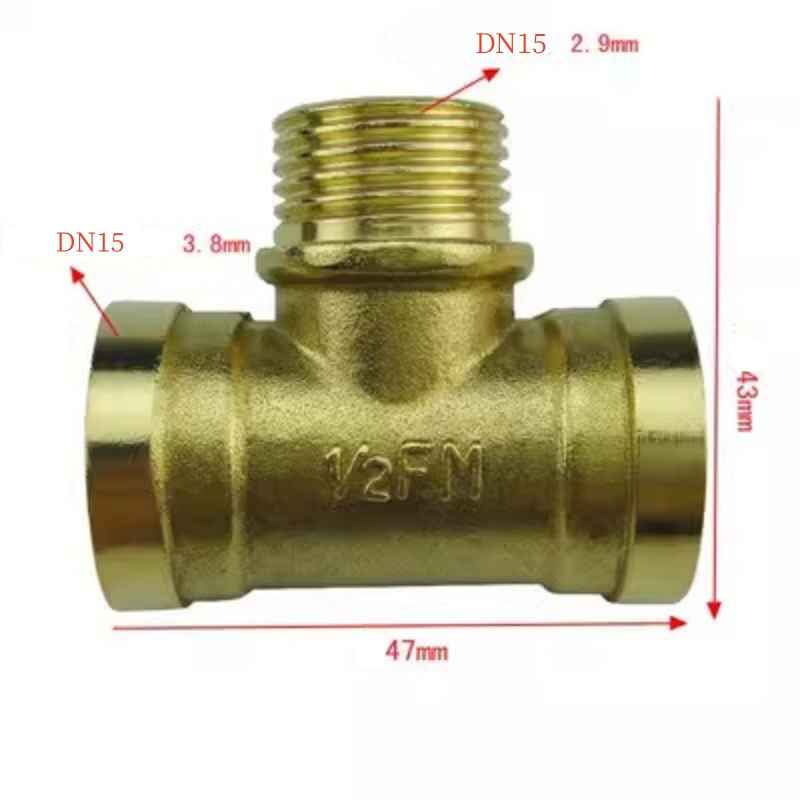 New design Bathroom accessories customized Faucet diverter connector brass threaded tee pipe fitting