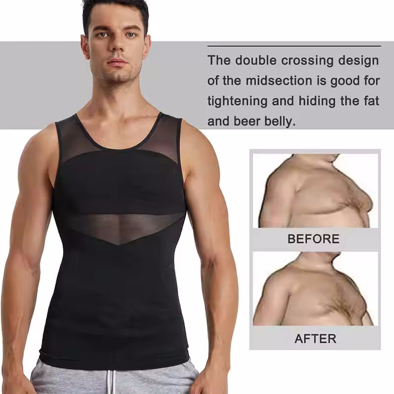 Comfortable Tank Top Undershirt Body Shaper Slimming Vest Shirt Men's Body Shaping Vest