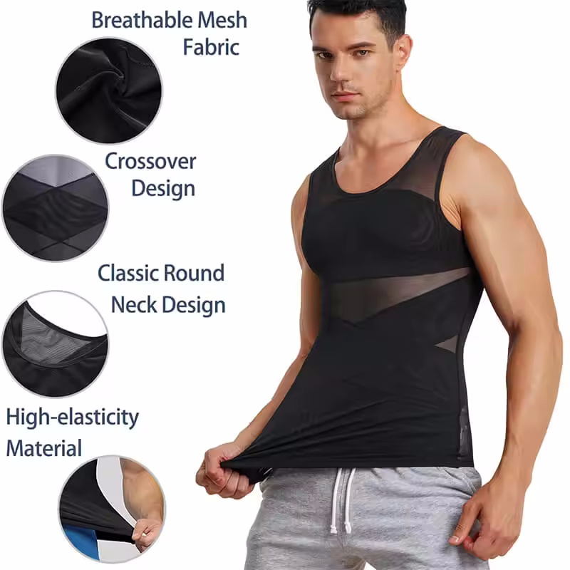 Comfortable Tank Top Undershirt Body Shaper Slimming Vest Shirt Men's Body Shaping Vest