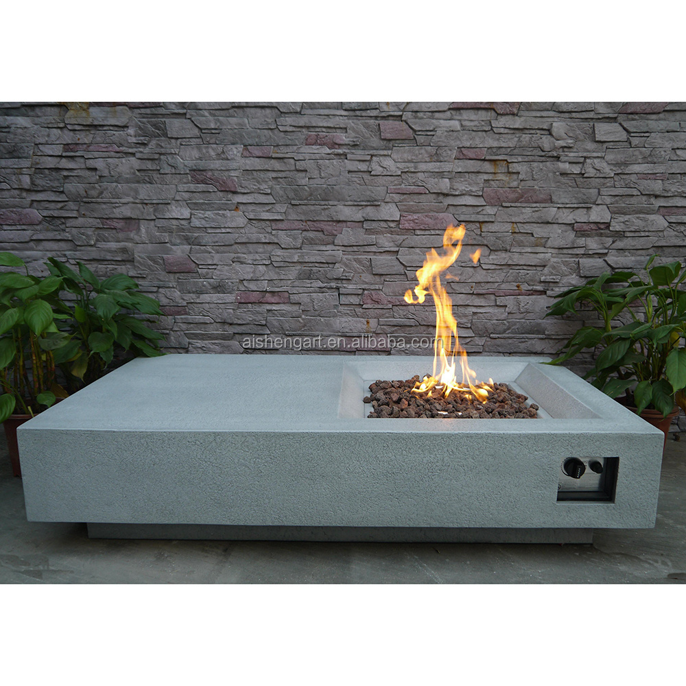 56 Inch Concrete Cast Outdoor Gas Fire Pit Table