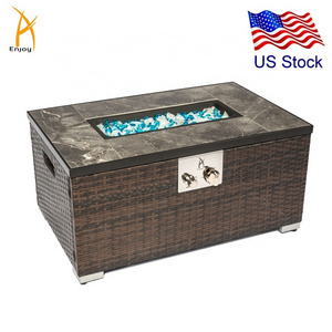 Outdoor rectangular gas fire pit table with tile tabletop US Stocked