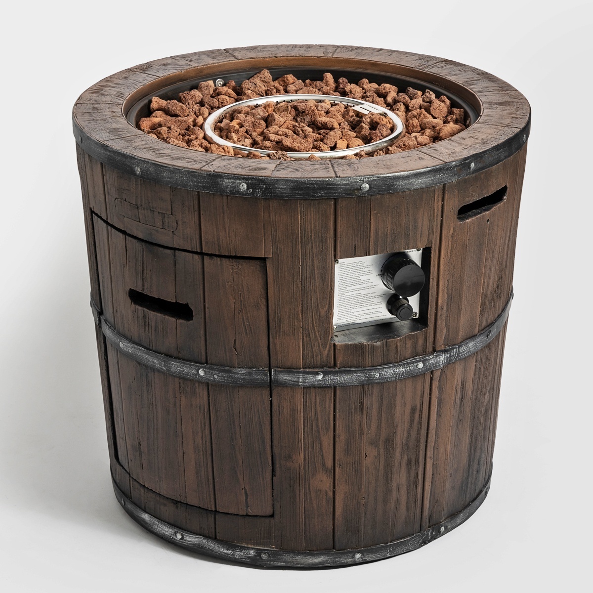 Round Propane Fire Pit Table Wine Barrel Shaped  US Free Shipping