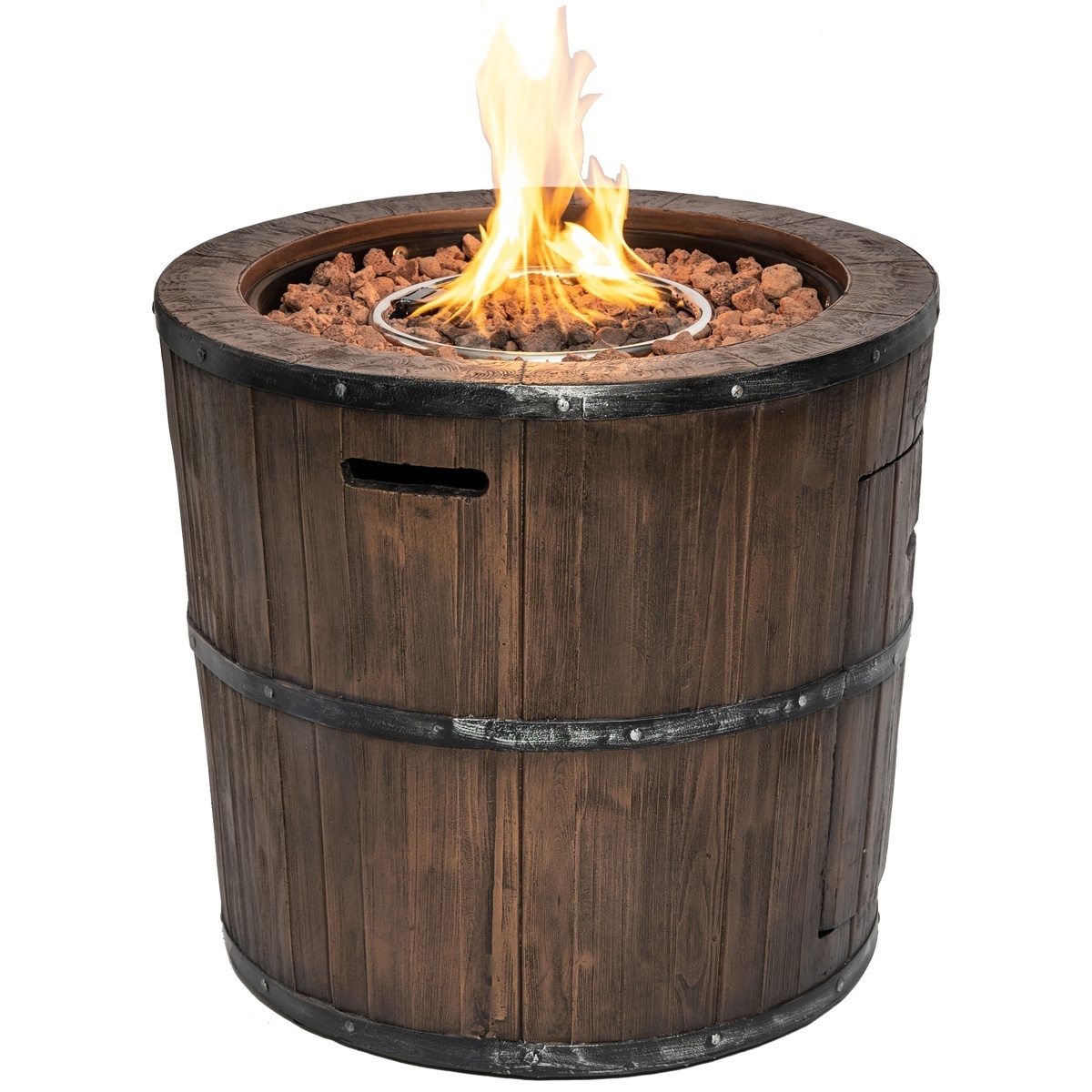 Round Propane Fire Pit Table Wine Barrel Shaped  US Free Shipping