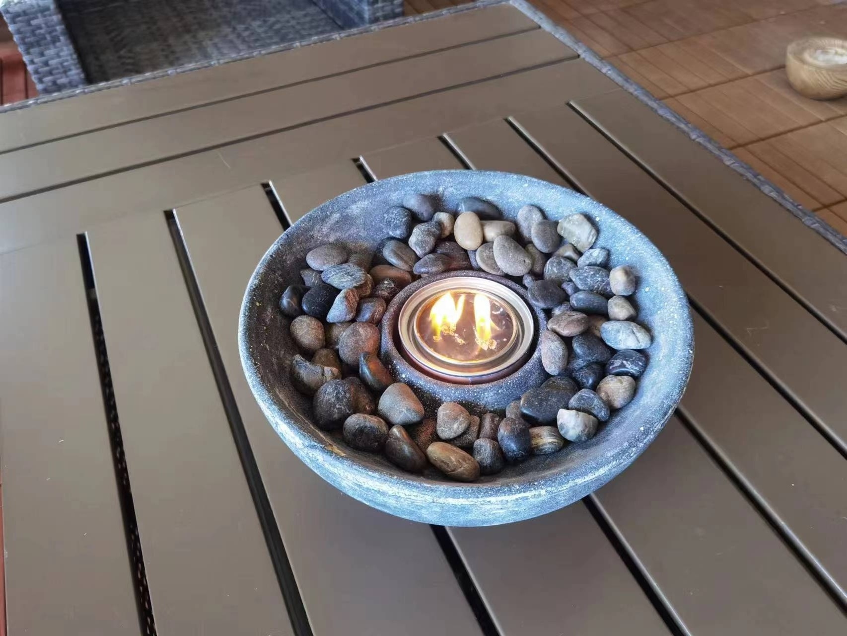 Tabletop Fireplace Concrete Mini Fire Bow Alcohol Bio Fire Pit Indoor