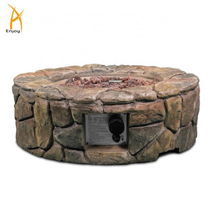 Propane Gas Fire Pit Stone Look Outdoor Patio Garden FirePit