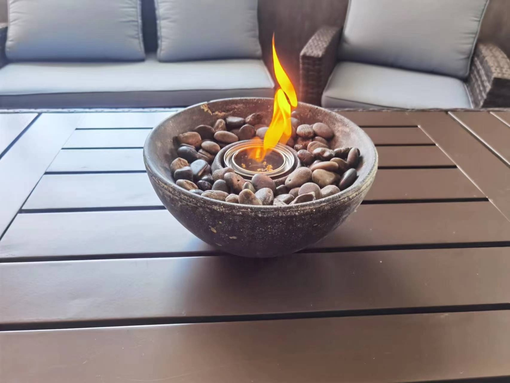 Tabletop Fireplace Concrete Mini Fire Bow Alcohol Bio Fire Pit Indoor