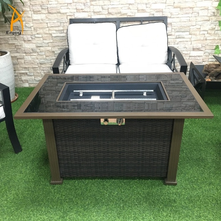 44 inch Outdoor Fire Pit Table  Propane Gas Fire Pit Table Wicker Fire Table