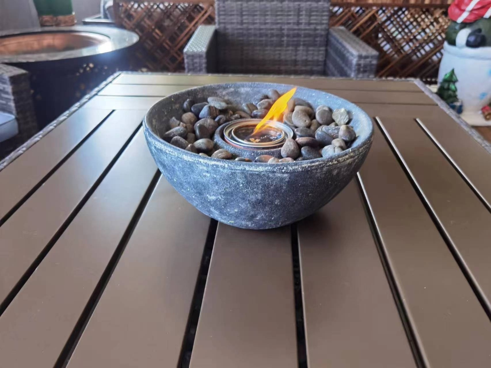 Tabletop Fireplace Concrete Mini Fire Bow Alcohol Bio Fire Pit Indoor