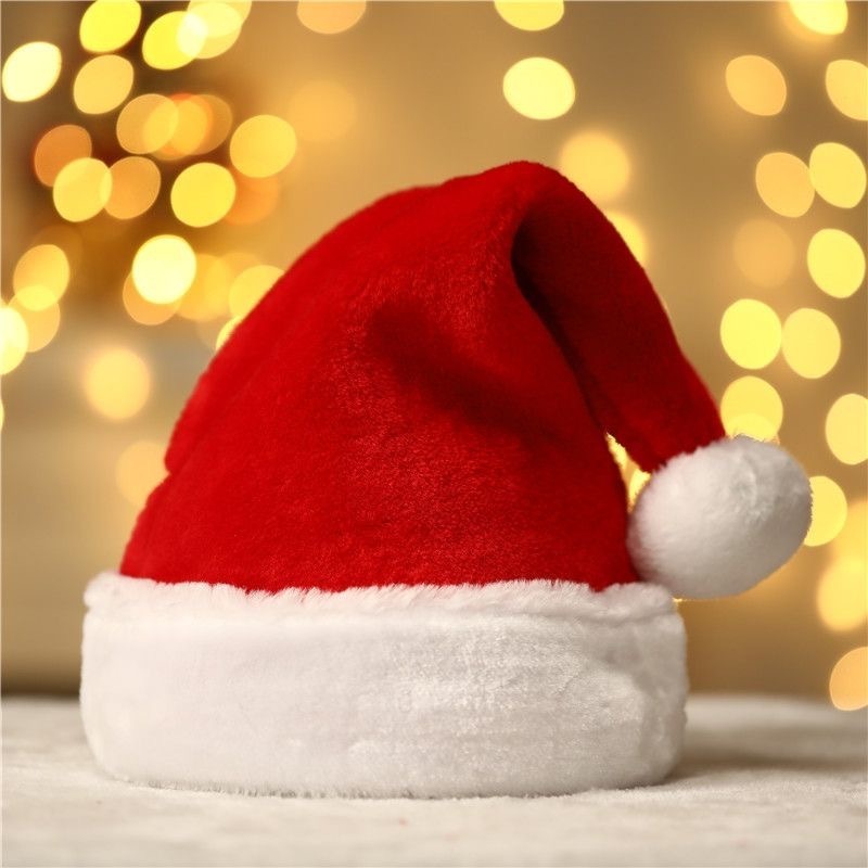 Xmas Headband Christmas decorations short plush hats Party holiday gifts Extra thick christmas Santa hat