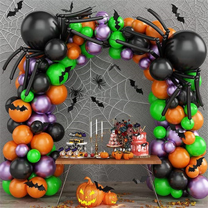 Arch Garland Kits Spider Bat Balloons Purple Green Latex Halloween Themed Latex Foil Balloon Party Inflatable Decoration