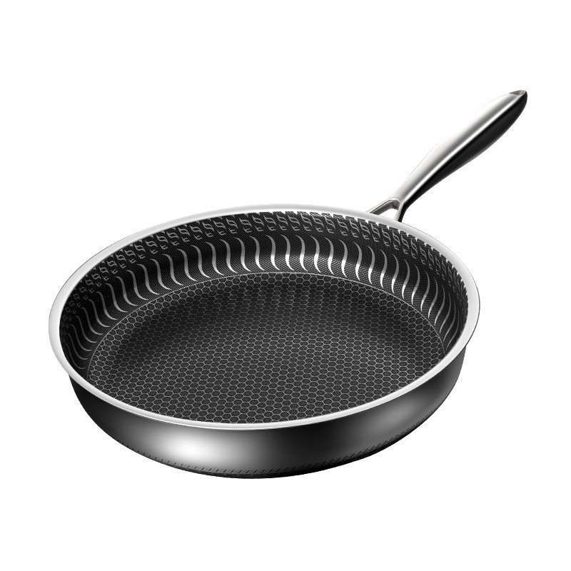 18/20/24/28cm Non Stick Coating Frying Pan Stainless Steel Food Pan Hexclad Cookware Honeycomb Cooking Pans