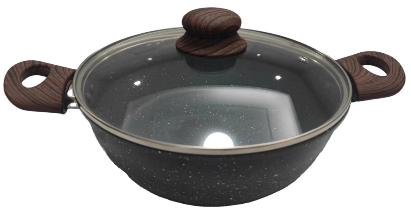 Non Stick Cast Cookware Sets Non Stick Marble Stone Casserole Cookware Nonstick Soup Pot With Glass Lid