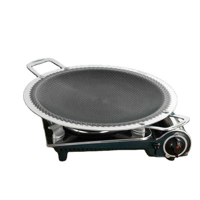 Christmas Party Korean Style Barbecue Plate Outdoor Camping Round Steak Frying Pan BBQ Grill Plate Griddle Pan