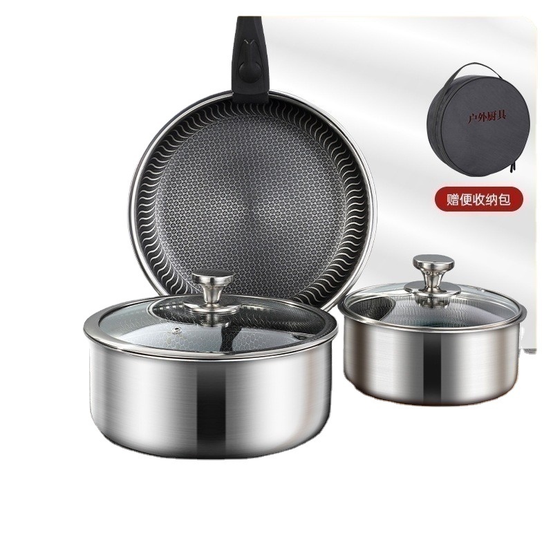 Hot Sale Egg Fish Steak Cooking Pan Food Grade Stainless Steel Honeycomb Non Stick Frying Pan With Glass Lid