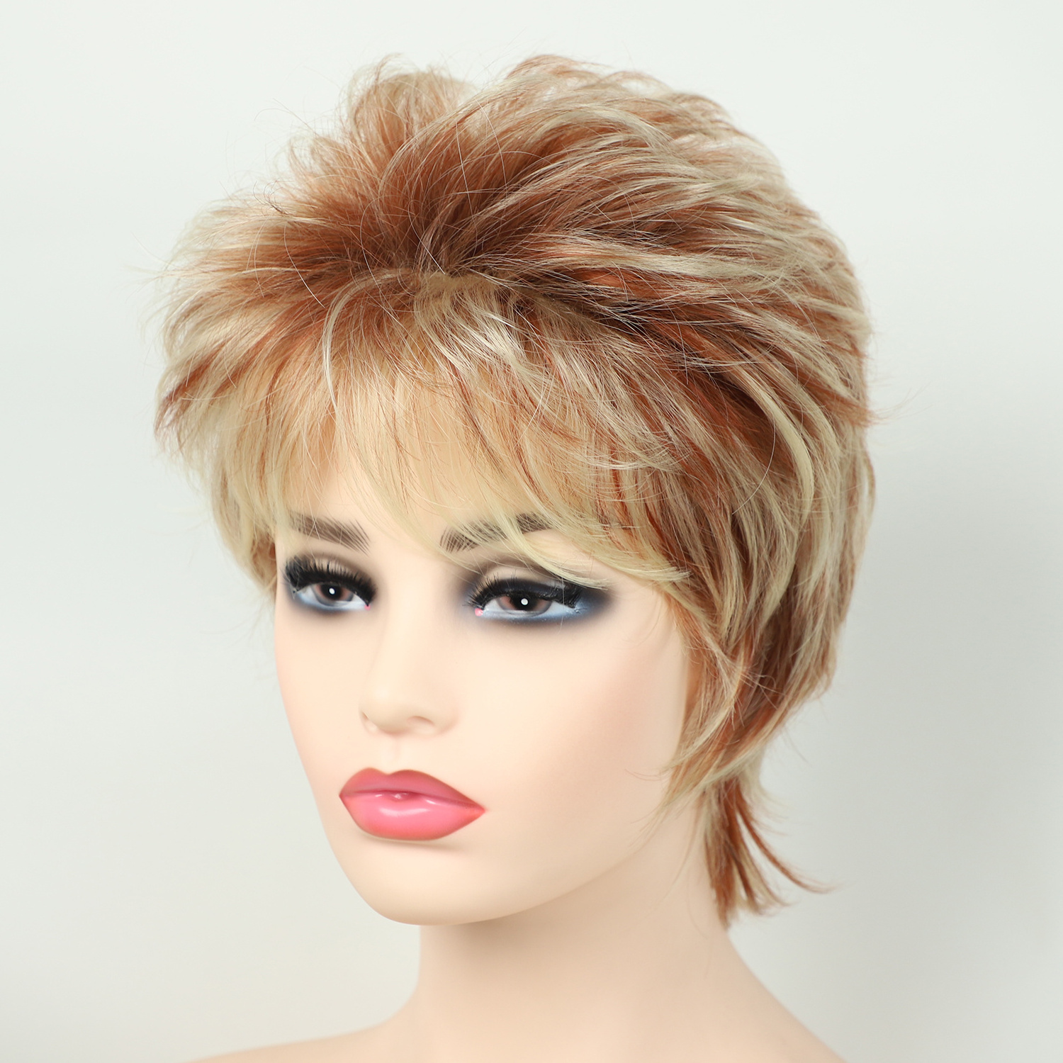 short gold-blonde curly wigs cheap bob wig short synthetic wigs for white women