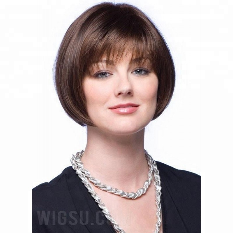 Best selling Short Straight Hair natural straight Brown Wig For Women