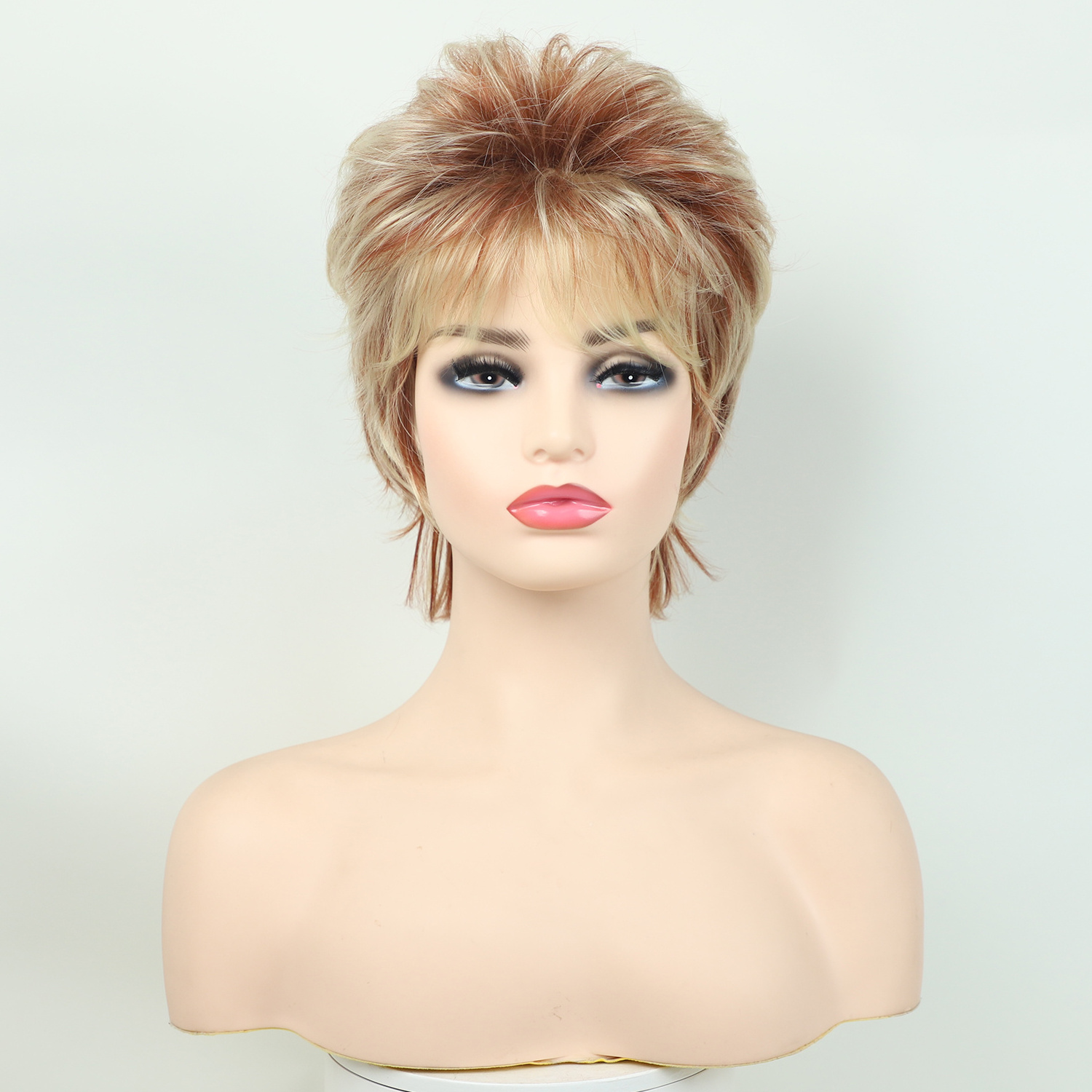 short gold-blonde curly wigs cheap bob wig short synthetic wigs for white women