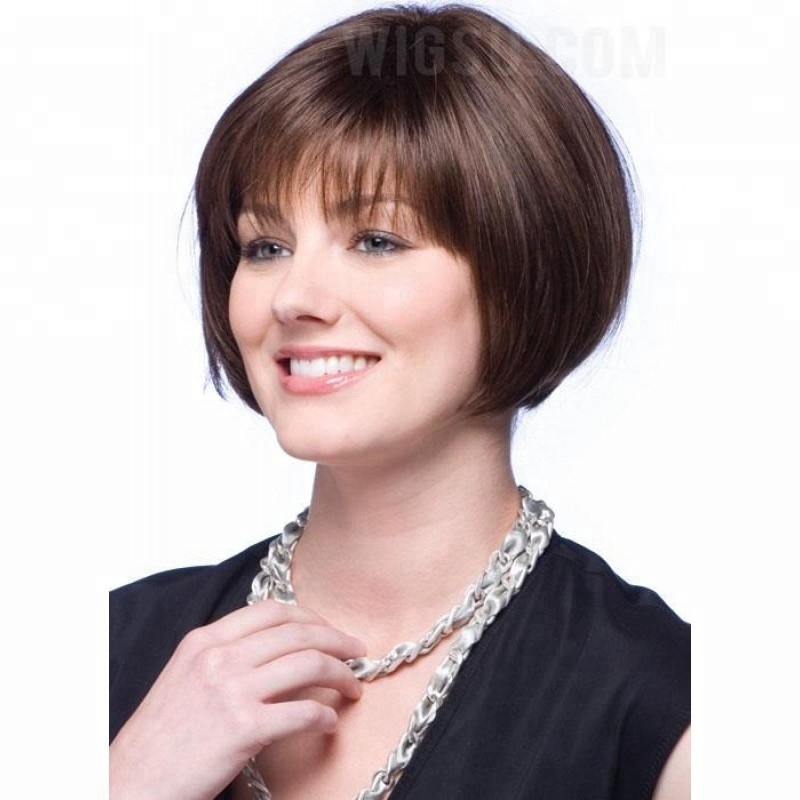 Best selling Short Straight Hair natural straight Brown Wig For Women