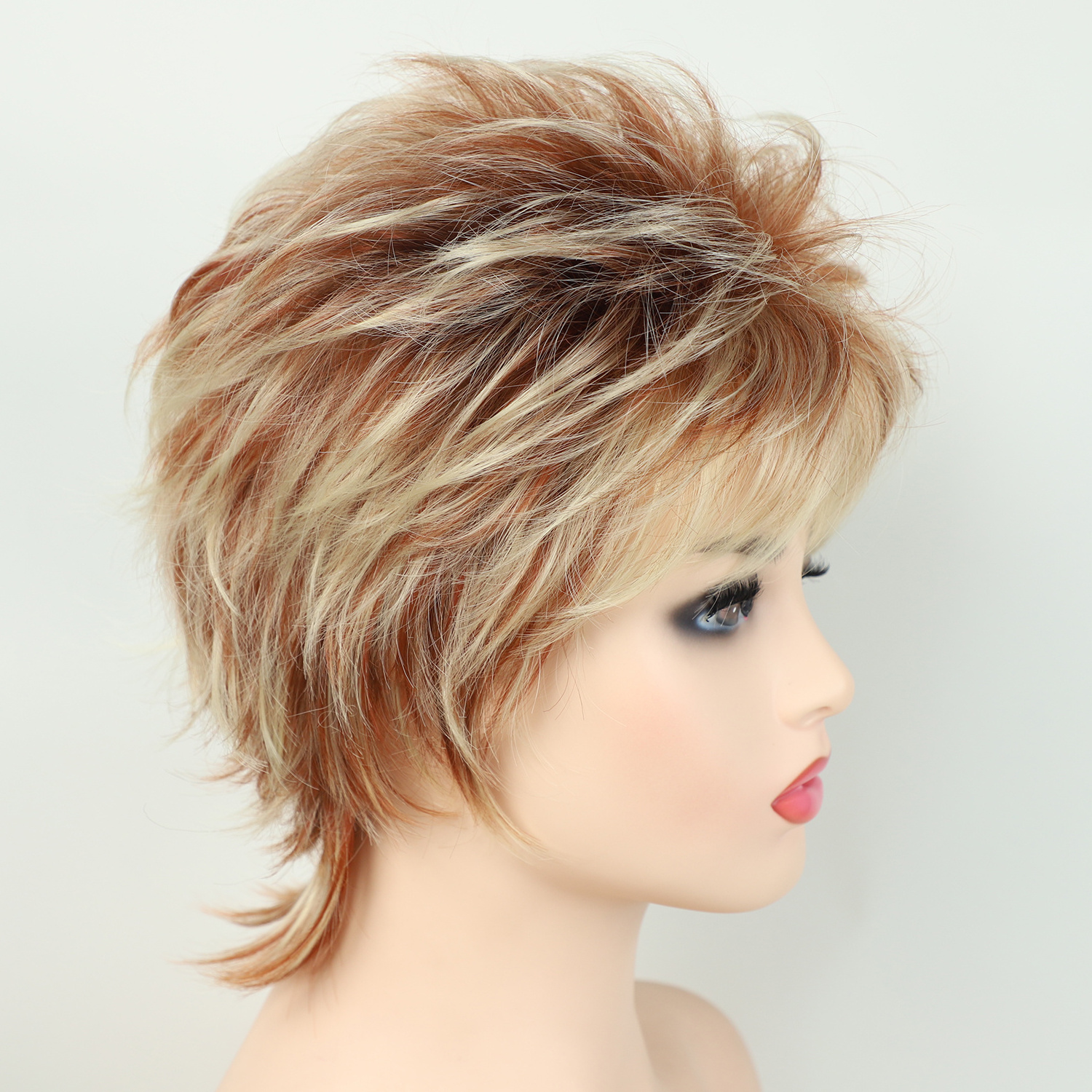 short gold-blonde curly wigs cheap bob wig short synthetic wigs for white women