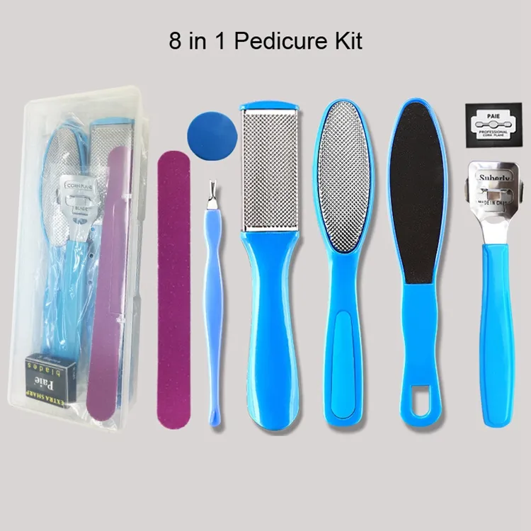 Hihg Quality 8 in 1Podiatry Callus Foot Dead Skin Remover Nail Tools Pedicure Set Foot Care Kit