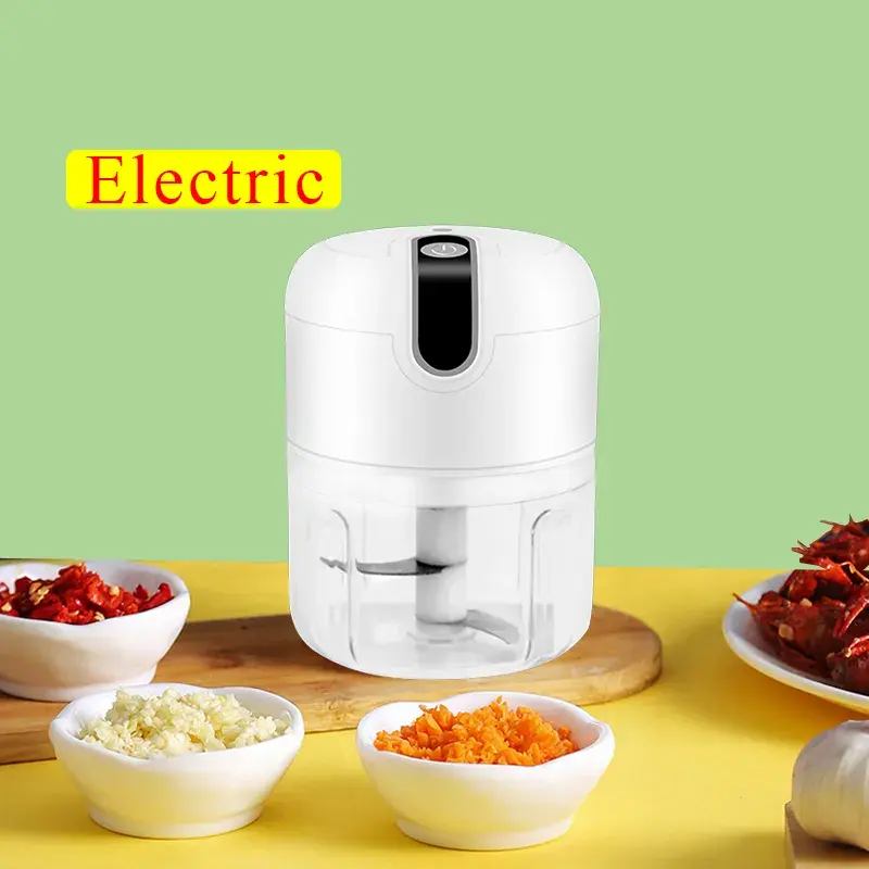 Kitchen Gadgets Portable Electric Garlic Vegetable Chopper Mini Food Processor Plastic Rechargeable Electric Mini Vegetable Chop