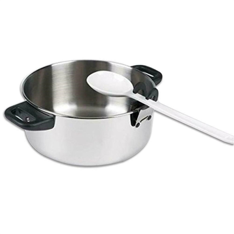 Stainless Steel Anti-Scalding Pot Spoon Holder Kitchen Utensil Spoon Rests & Pot Clips Rubber Convenient Kitchen Tools