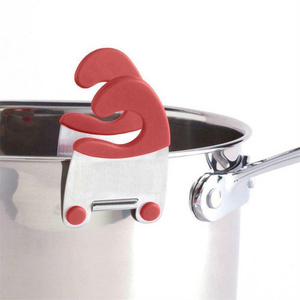 Stainless Steel Anti-Scalding Pot Spoon Holder Kitchen Utensil Spoon Rests & Pot Clips Rubber Convenient Kitchen Tools