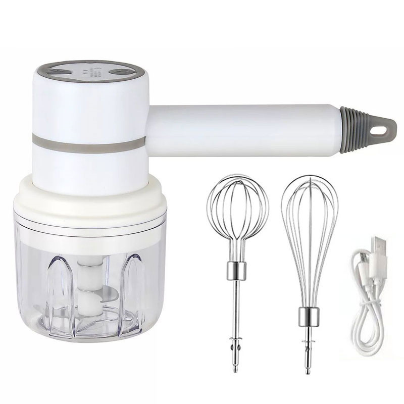 Kitchen Equipment ABS Plastic Rechargeable Garlic Chopper USB Rechargeable Handheld Mixer Egg Whisk