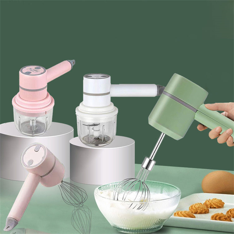 Kitchen Equipment ABS Plastic Rechargeable Garlic Chopper USB Rechargeable Handheld Mixer Egg Whisk