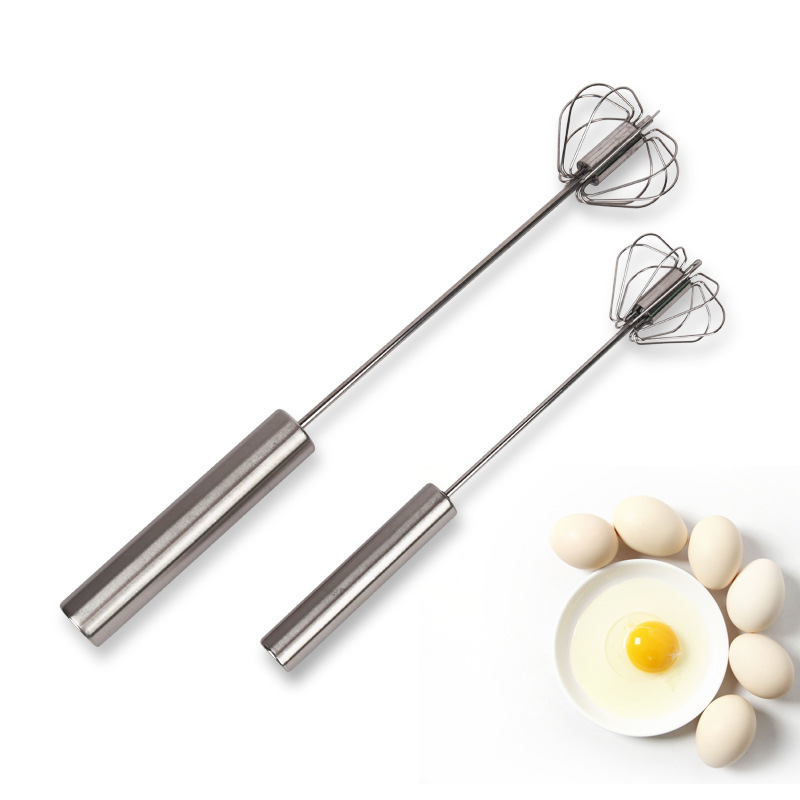 Kitchen Accessories Stainless Steel Semi-automatic Egg Whisk Hand Push Rotary Whisk Blender Pressing Egg Push Whisk