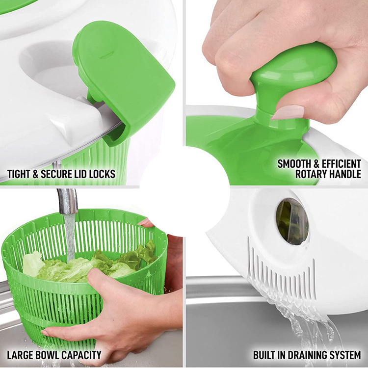 High Quality Vegetables Dryer BPA Free 5L Drain Lettuce and Vegetable Salad Spinner for Home Kitchen