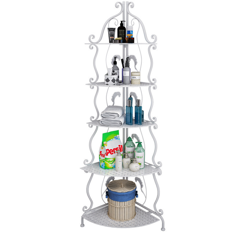 Living Room Kitchen Corner Storage Shelf Stand Metal Shower Corner Shelves Bathroom Shampoo Holder Organizer