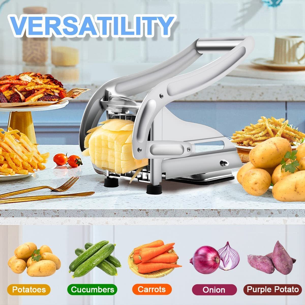 Kitchen Accessories 2023 Top Seller Stainless Steel Meat Chips Slicer Vegetable Slicer Manual Potato Cutter French Fries Cutter