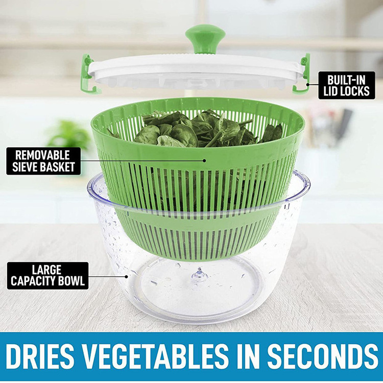 High Quality Vegetables Dryer BPA Free 5L Drain Lettuce and Vegetable Salad Spinner for Home Kitchen