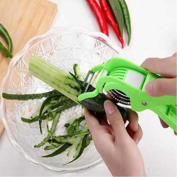 Hot Selling Kitchen Gadgets 2 In 1 Cucumber Banana Chips Slicer Salad Cutter Vegetable And Fruit Tools For Home