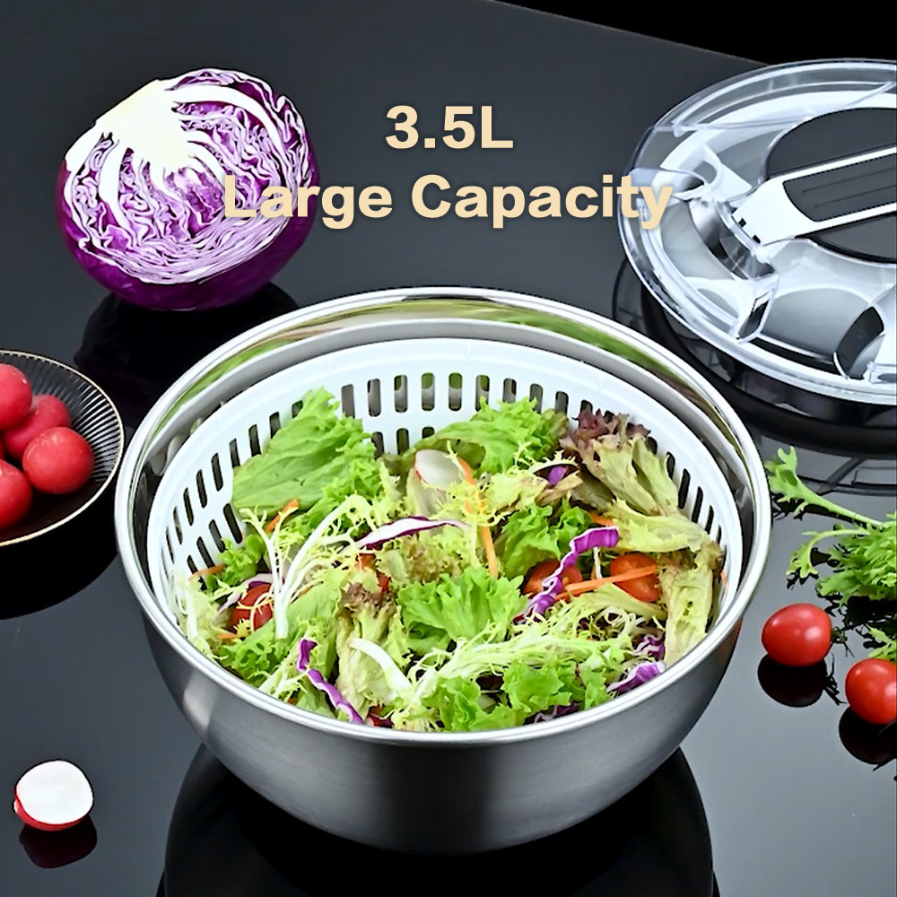 2023 Hot Selling Manual Dryer 201/304 Stainless Steel Metal Dehydrated Vegetables Salad Fruit Spinner