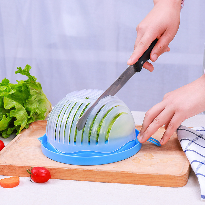 2023 Multifunctional Household Kitchen Gadget Green Salad Cutter Bowl Colander Food Grade Vegetable Divider Cutting Bowl