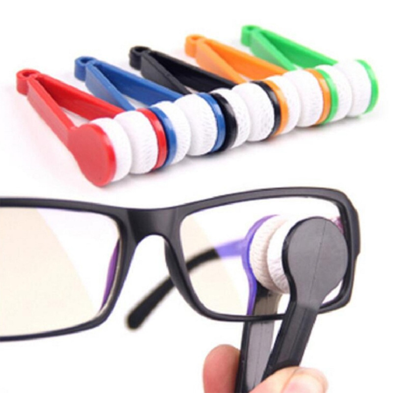 Portable Multifunctional Glasses Cleaning Rub Eyeglass Sunglasses Spectacles Microfiber Cleaner Brushes