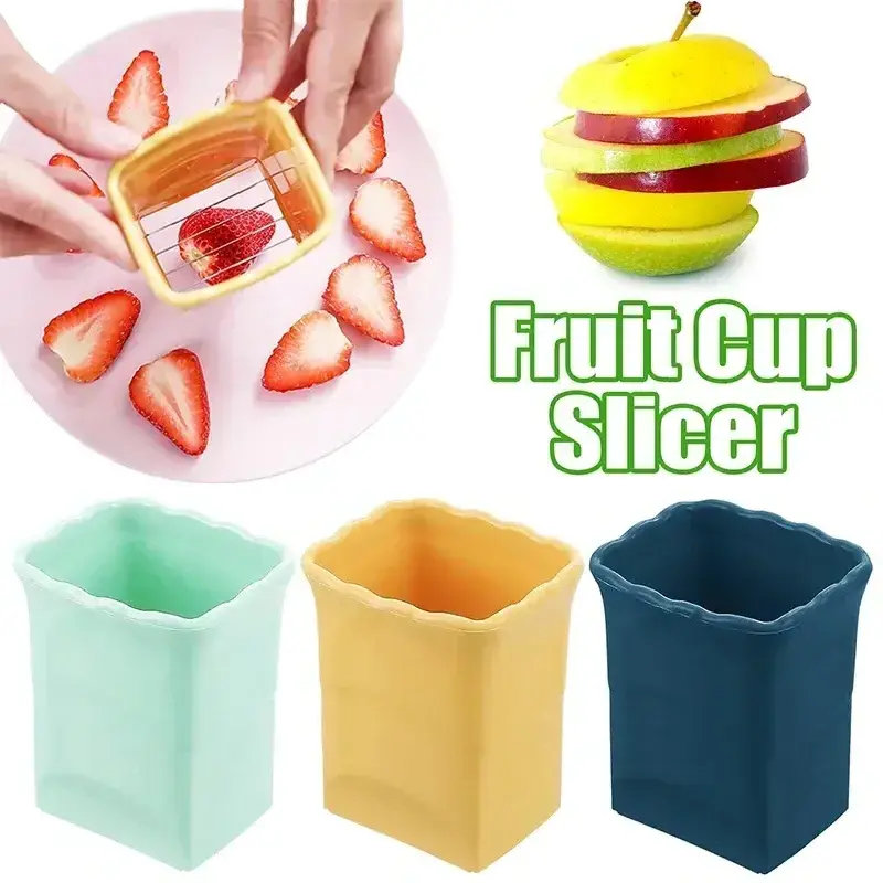 Kitchen Gadgets Manual Fruit Cup Slicers Strawberry Banana Cutter Multifunctional Stainless Steel Fruits Press Cutting Tool