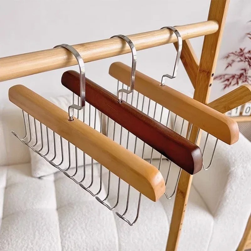 Multi-functional Underwear Vest Tie 8 Hook Wooden Hanger Dormitory Clothing Store Solid Wood Drying Rack