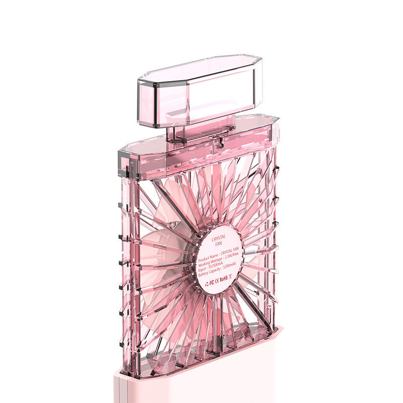 Perfume Bottle Design Mini Fan with Scented Piece Fashion USB Charging Portable Perfume Hand Held Fan