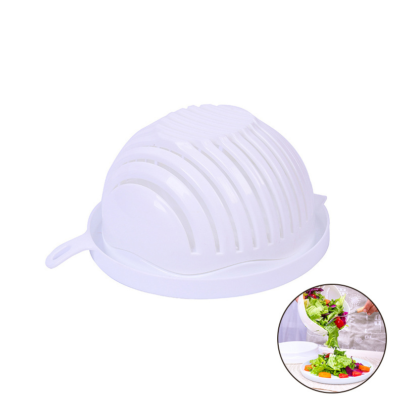 2023 Multifunctional Household Kitchen Gadget Green Salad Cutter Bowl Colander Food Grade Vegetable Divider Cutting Bowl