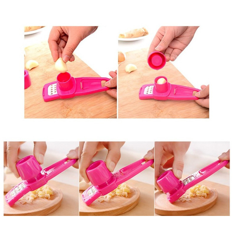 Hot Selling Kitchen Household 2023 Creative Protect Hand Safety Garlic Crusher Manual Plastic Garlic Grinder Garlic Press