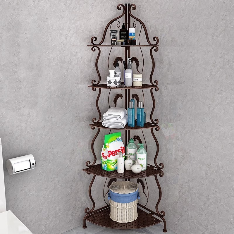 Living Room Kitchen Corner Storage Shelf Stand Metal Shower Corner Shelves Bathroom Shampoo Holder Organizer