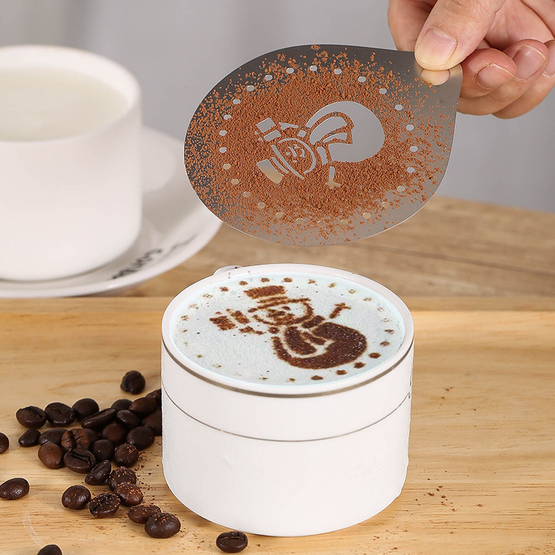 Customized Coffee Templates Cappuccino Foam Latte Art Stencil Stainless Steel Decorating Coffee Stencils