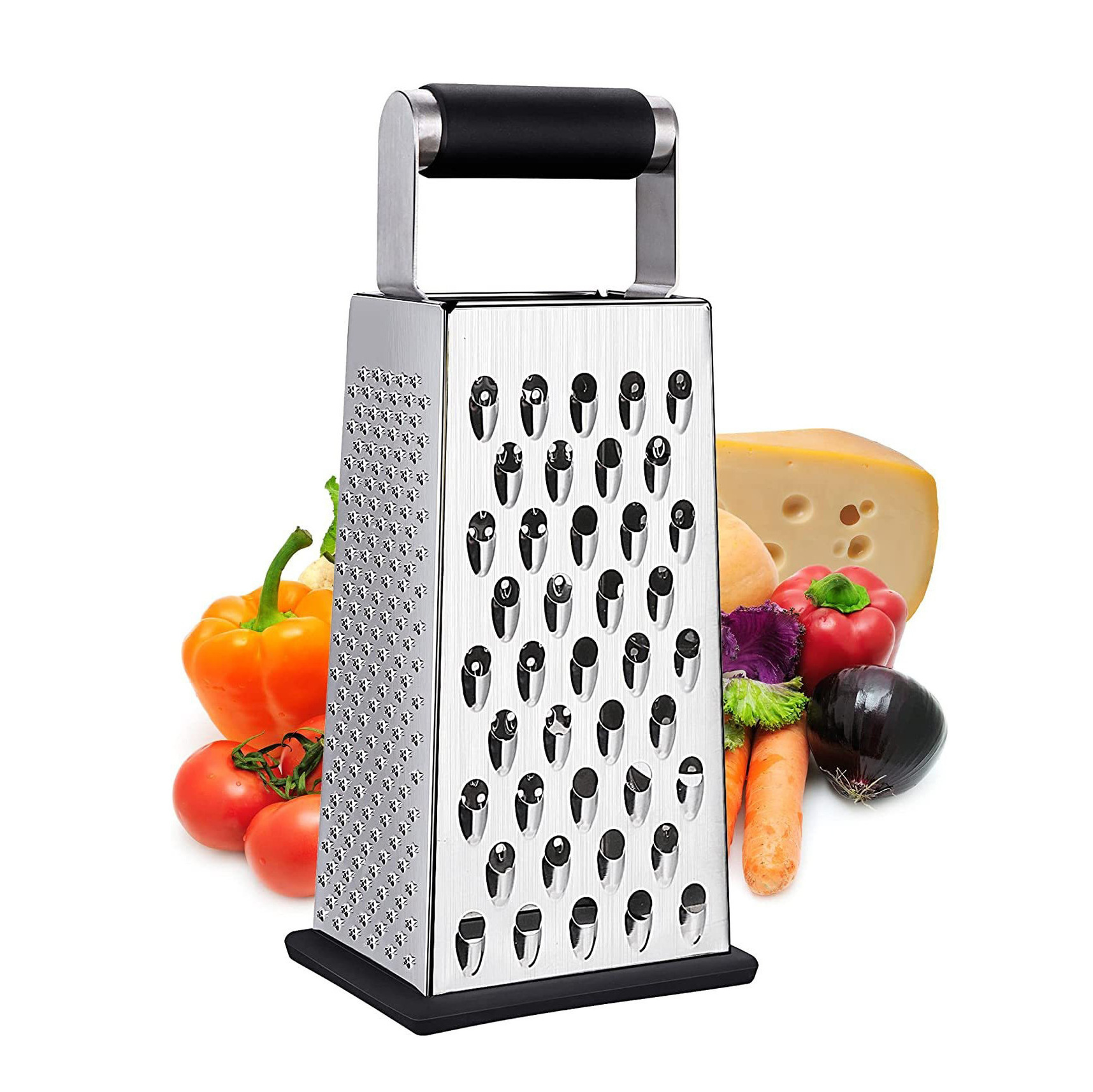 Top Selling Professional  Stainless Steel Box Grater with 4 Sides Best for Parmesan Cheese Vegetables Ginger Box Grater