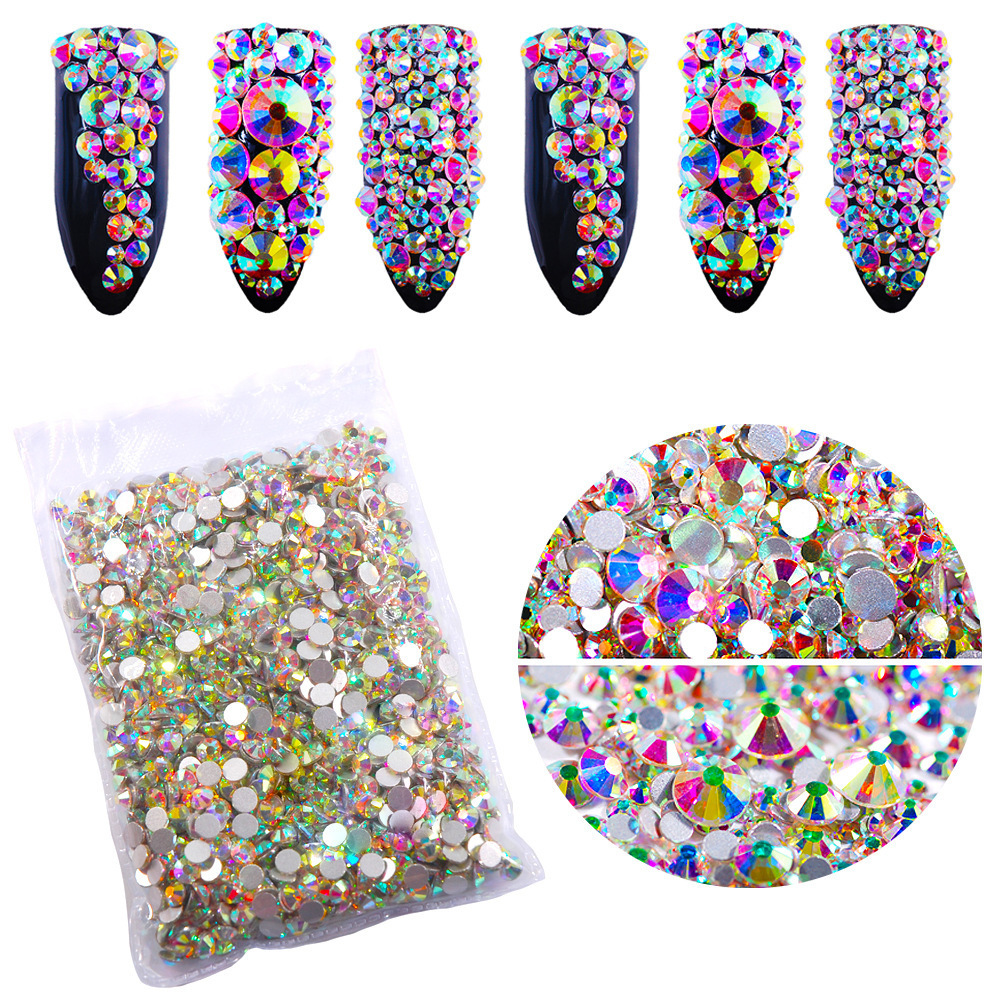 Super Glitter Crystal AB Non Hot Fix Rhinestones SS3-SS16 FlatBack Strass Sewing&Fabric Garment Nail Art Rhinestones