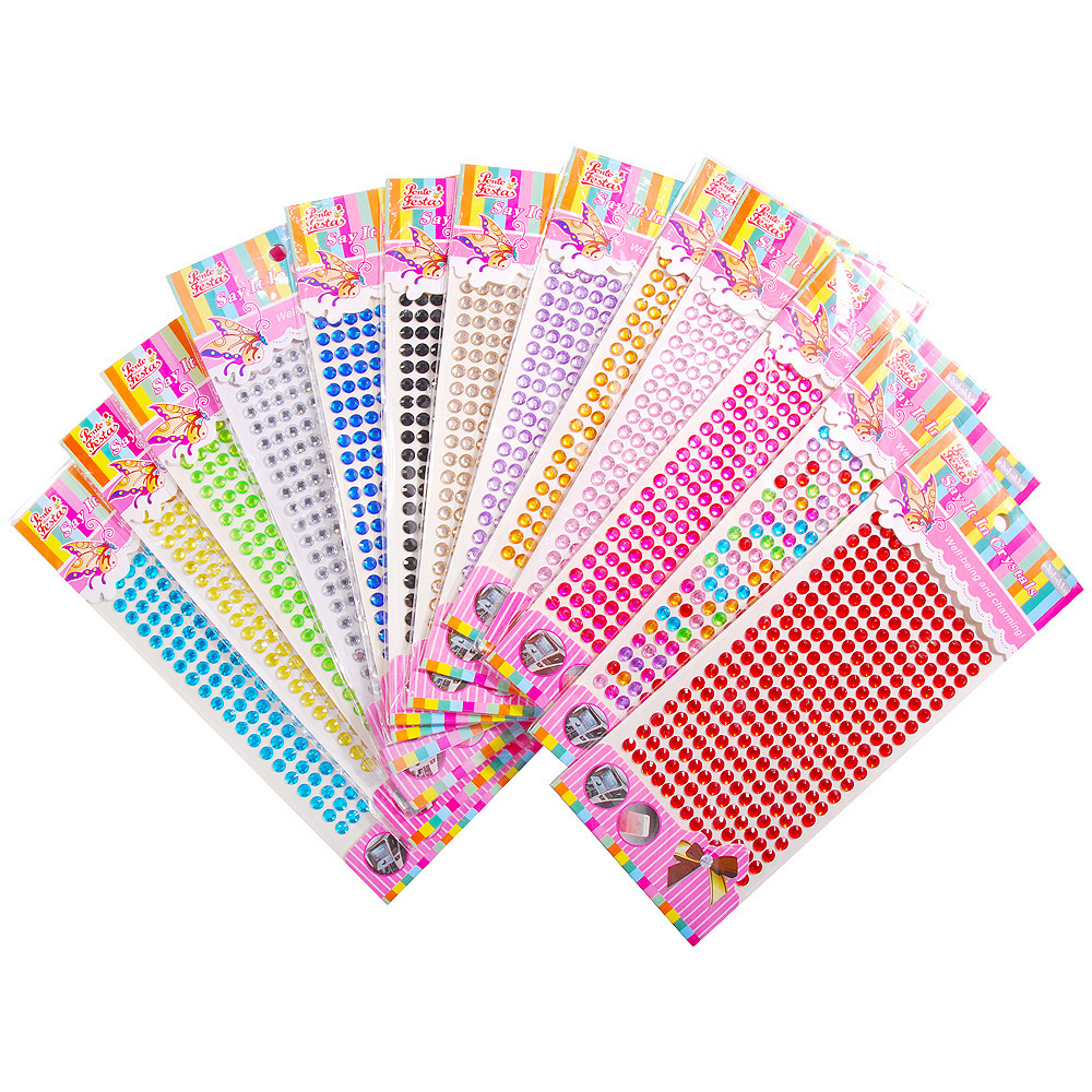 6mm Party and Festival DIY Sticker 260 Pcs/set decoration Crystal Rhinestone Self Adhesive Scrapbooking flat Stickers