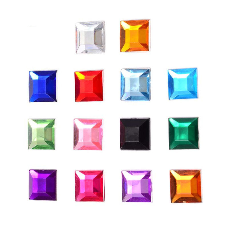 Square Crystal Applique Flatback Acrylic Strass Diamond Gems Non Hotfix Rhinestone for Crafts